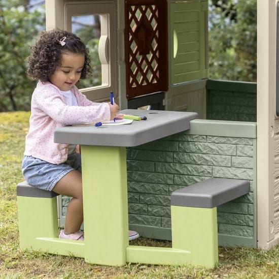 Picknicktafel - Grijs Tafelblad - Groene Stoelen en Poten, Verzenden, Nieuw, Kunststof