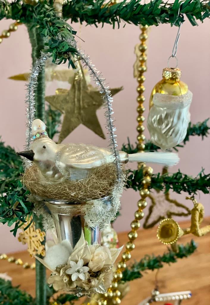 Antiek kerst vogeltje oude kerstbal glas, Ophalen of Verzenden, Gebruikt