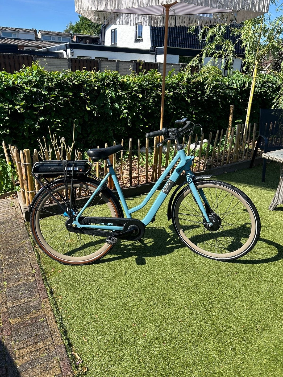 Gazelle Esprit E-bike - Lichtblauw, 7 versnellingen, Fietsen en Brommers, Fietsen | Dames | Damesfietsen, Ophalen, Velgrem, Versnellingen