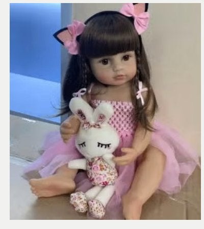 Realistische peuter pop levensecht Bebe pink (55cm), Verzamelen, Poppen, Ophalen of Verzenden, Nieuw, Pop