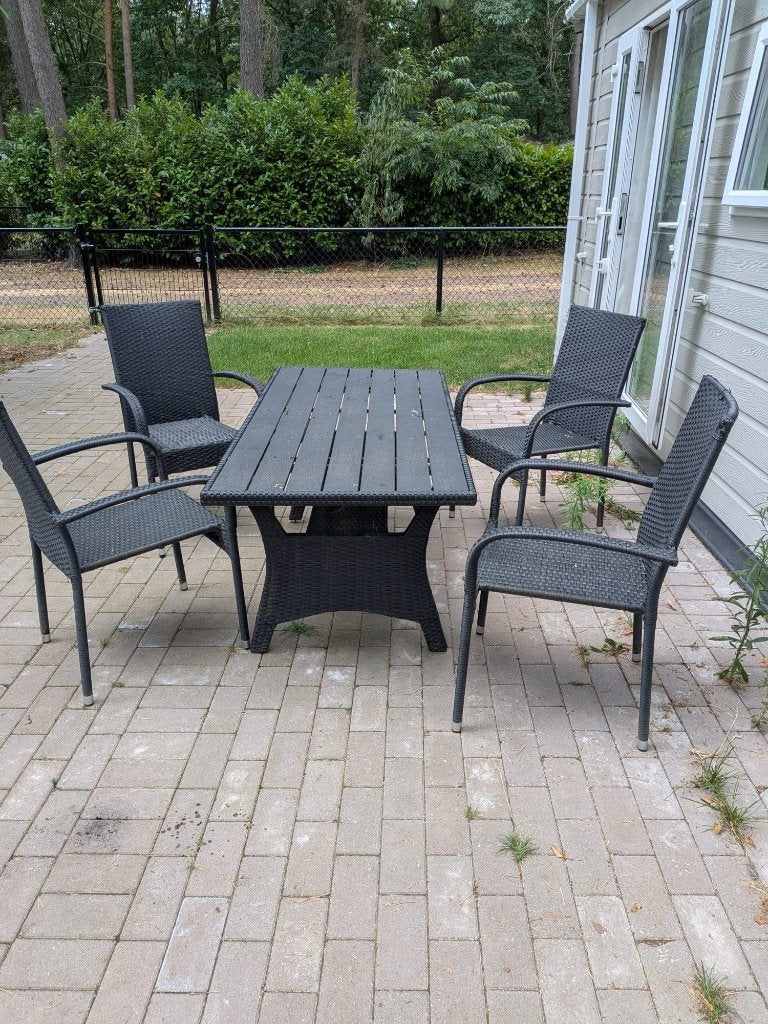 Tuinset 4-persoons zgan 145x75, Ophalen, 4 zitplaatsen, Zo goed als nieuw, Wicker