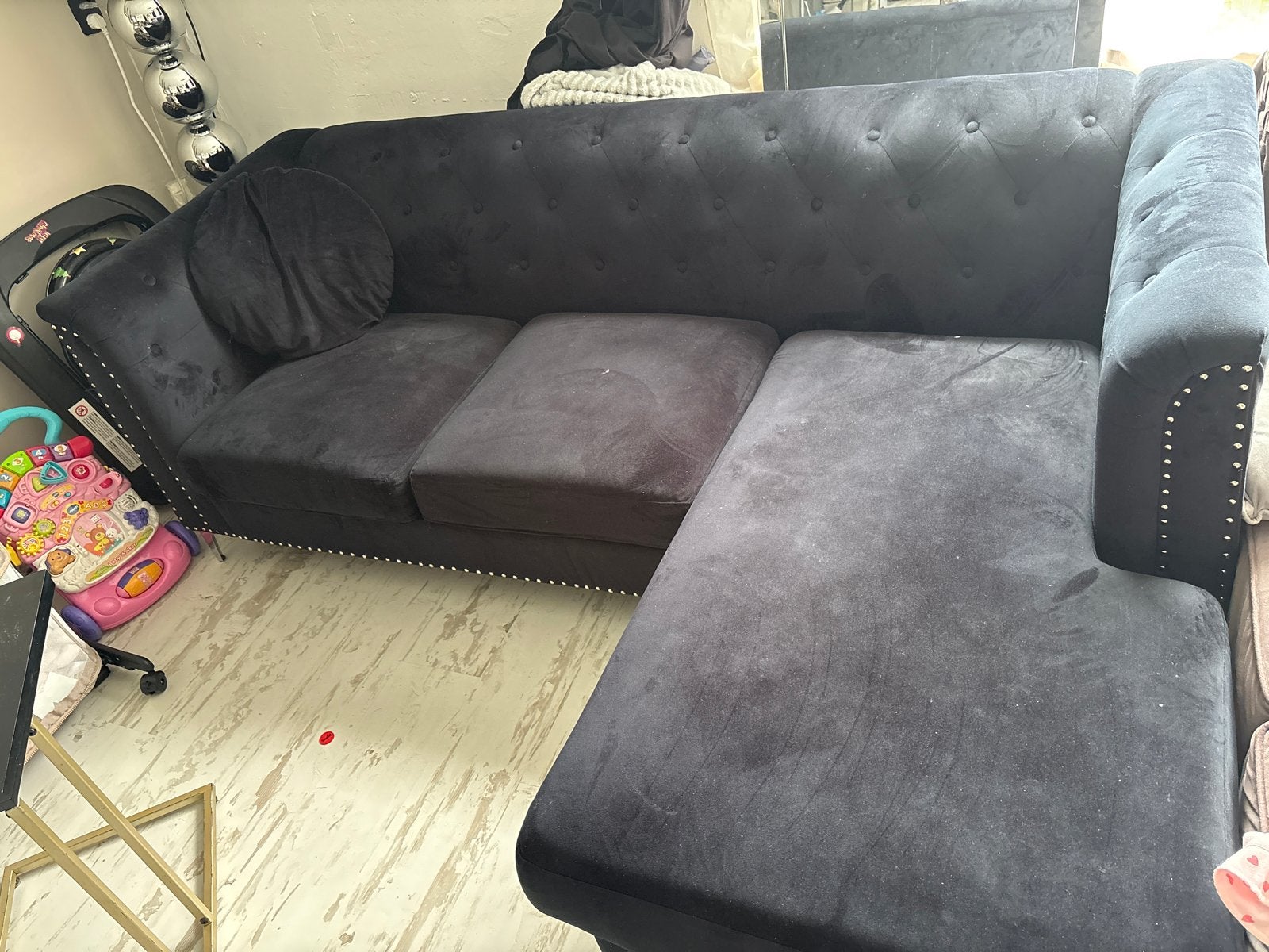 Luxe Zwarte Hoekbank - Comfortabel en Stijlvol, Ophalen of Verzenden, Zo goed als nieuw
