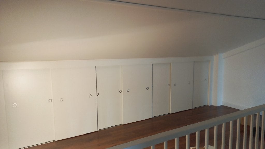 Kastenwand knieschot kast schuine wand schuifdeuren op maat., Ophalen, Binnendeur, Nieuw, Schuifdeur