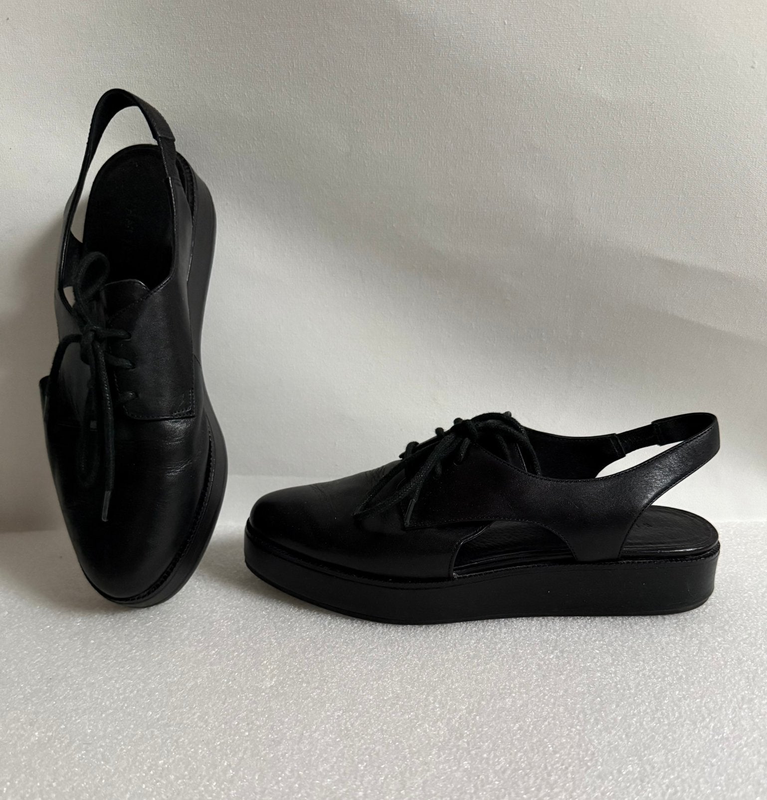 Zwart leren what For slingback schoenen maat 37, Schoenen met lage hakken, Zwart, Ophalen of Verzenden, Zo goed als nieuw