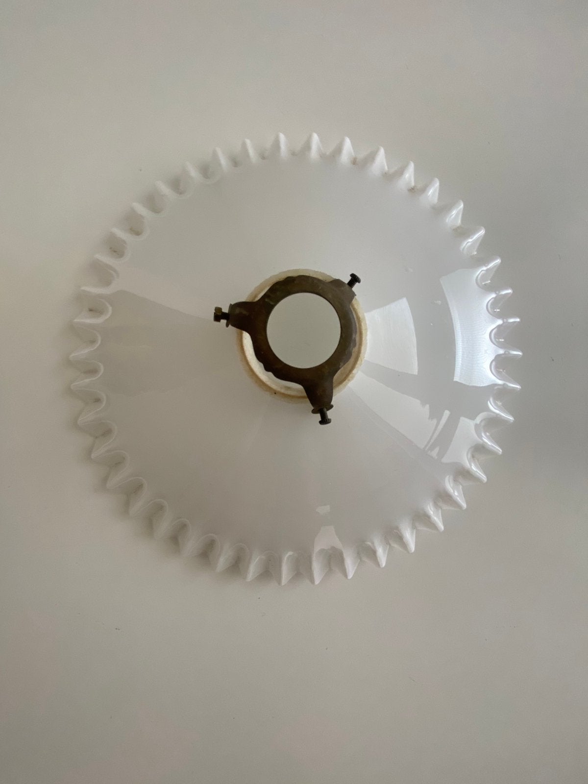 Vintage Franse Witte Glazen Lampenkap 25cm, Ophalen, Zo goed als nieuw, Glas