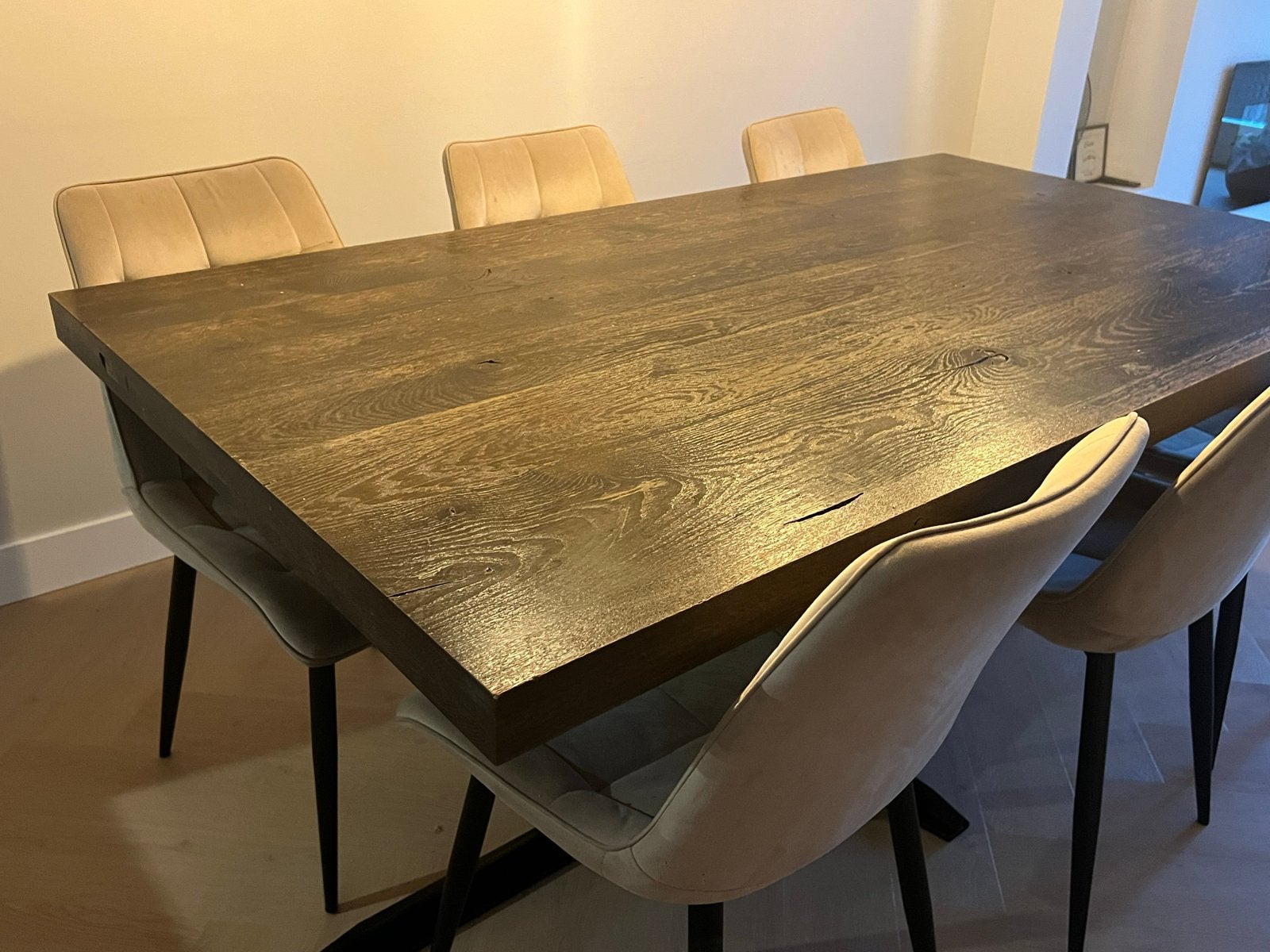 Unieke eiken eettafel ProBilex | 180 x 100 cm | middenpoot, Ophalen, Eikenhout, 50 tot 100 cm, Zo goed als nieuw