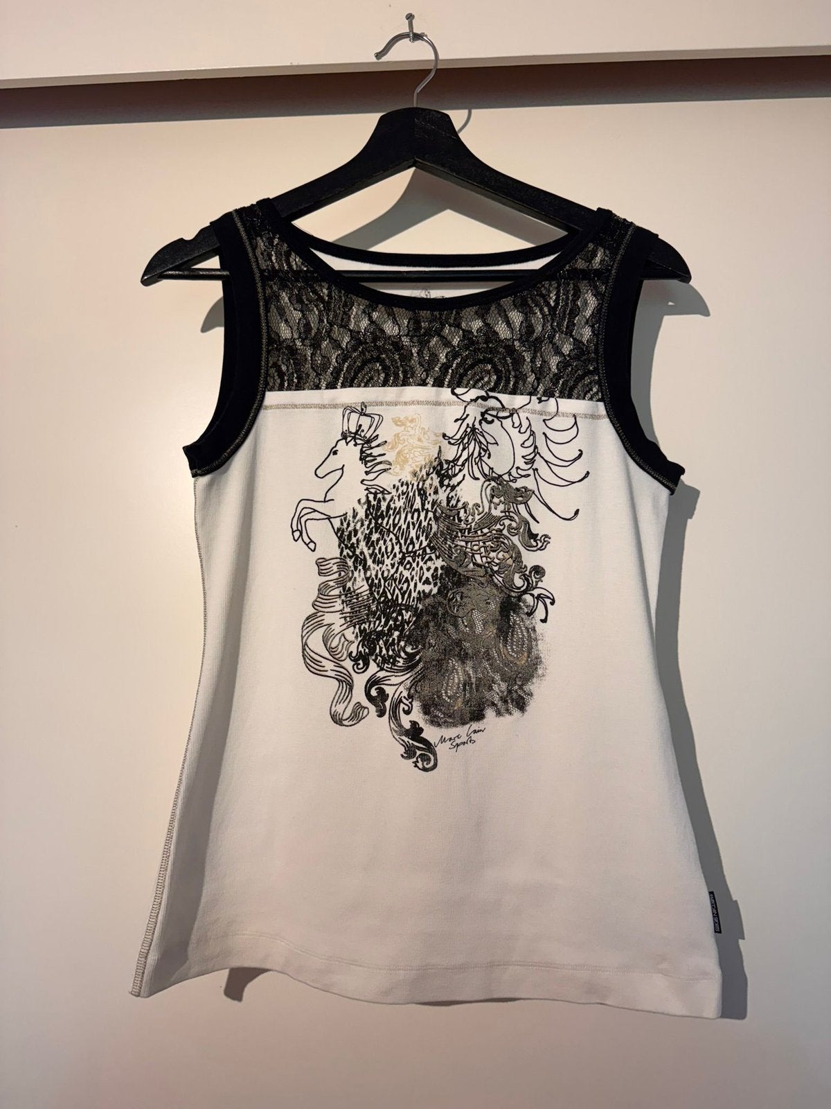 Wit/zwarte top van marccain maat 4/40, Kleding | Dames, Tops, Maat 38/40 (M), Wit, Ophalen of Verzenden, Zo goed als nieuw