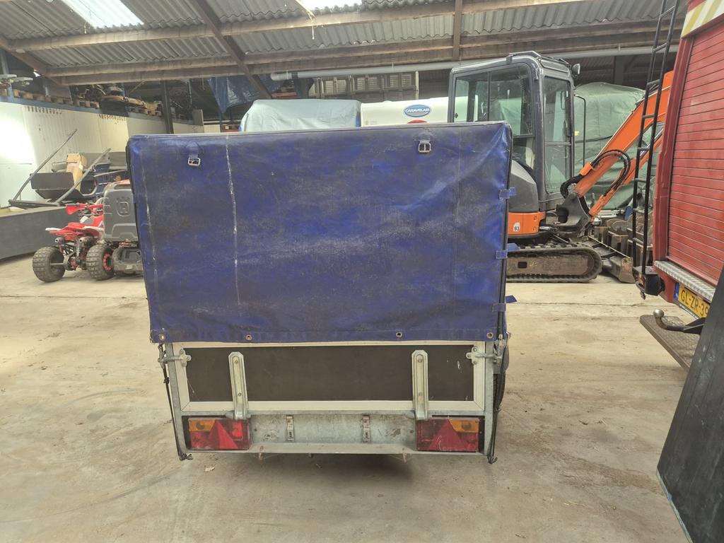Compacte aanhanger geremde  met dekzeil 2,10 / 1,30, Ophalen of Verzenden, Gebruikt