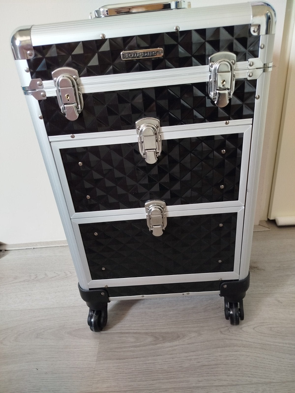 Professionele make-up koffer op wielen - Songmics, Ophalen, Gebruikt, Zwart, Met slot