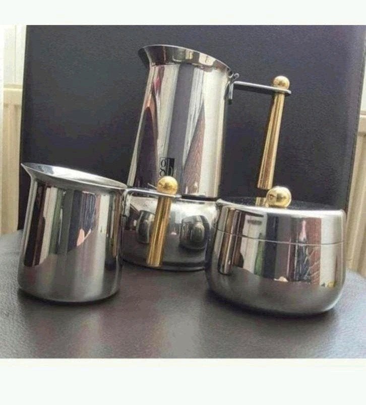 Vintage Guido Bergna espresso maker set, Overige typen, Zilver, Ophalen of Verzenden, Zo goed als nieuw