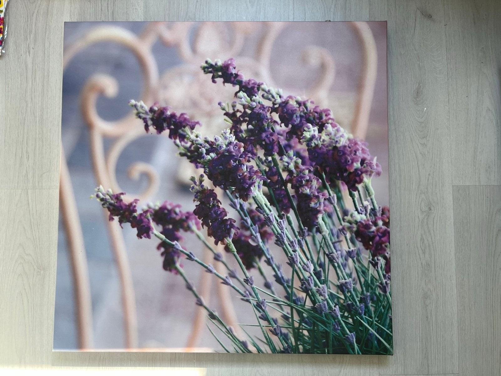 Canvas schilderij Lavendel met stoel, Ophalen of Verzenden