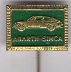Abarth-Simca groen op koper oldtimer auto speldje ( A_141a), Ophalen of Verzenden, Zo goed als nieuw, Transport, Speldje of Pin