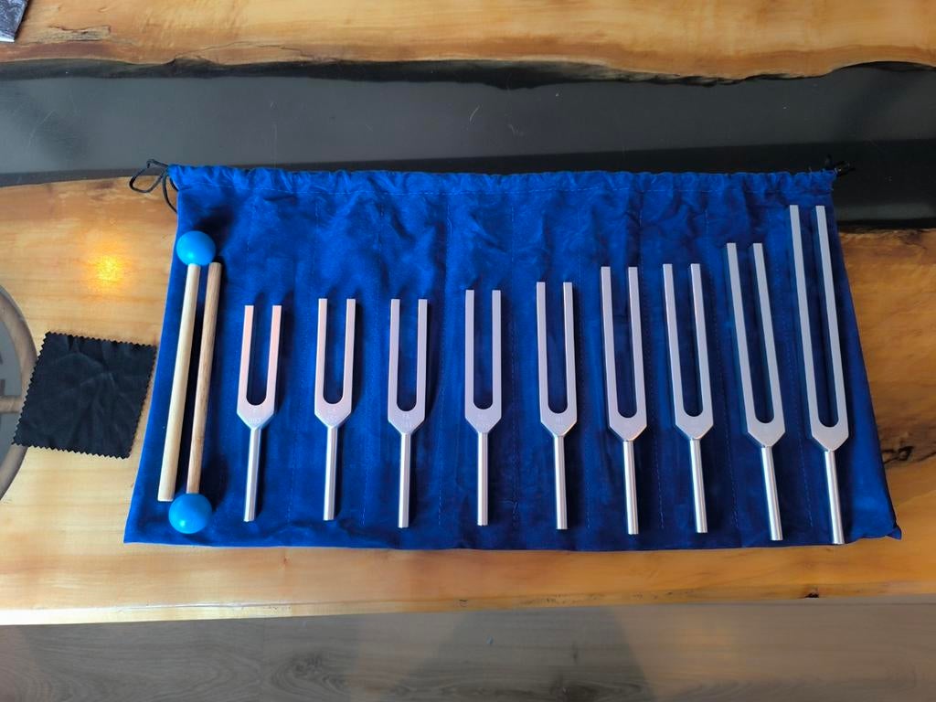 Stemvorken set 9 Zilver  - Solfeggio frequenties - Healing, Ophalen, Onbekend, Zo goed als nieuw, Onbekend