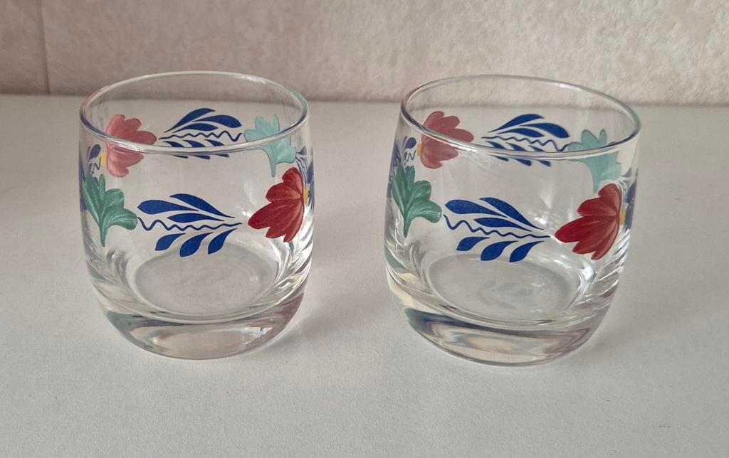 2 Boerenbont glazen, Verzamelen, Glas en Borrelglaasjes, Ophalen of Verzenden, Zo goed als nieuw