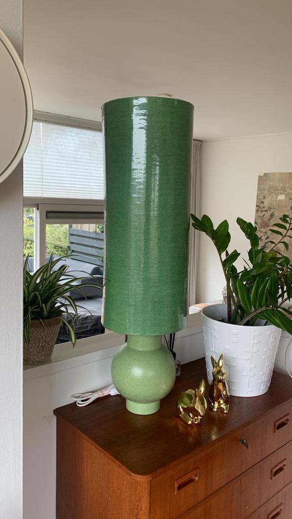HK Living tafellamp groen, Huis en Inrichting, Lampen | Tafellampen, Ophalen of Verzenden, Gebruikt, Stof, 50 tot 75 cm