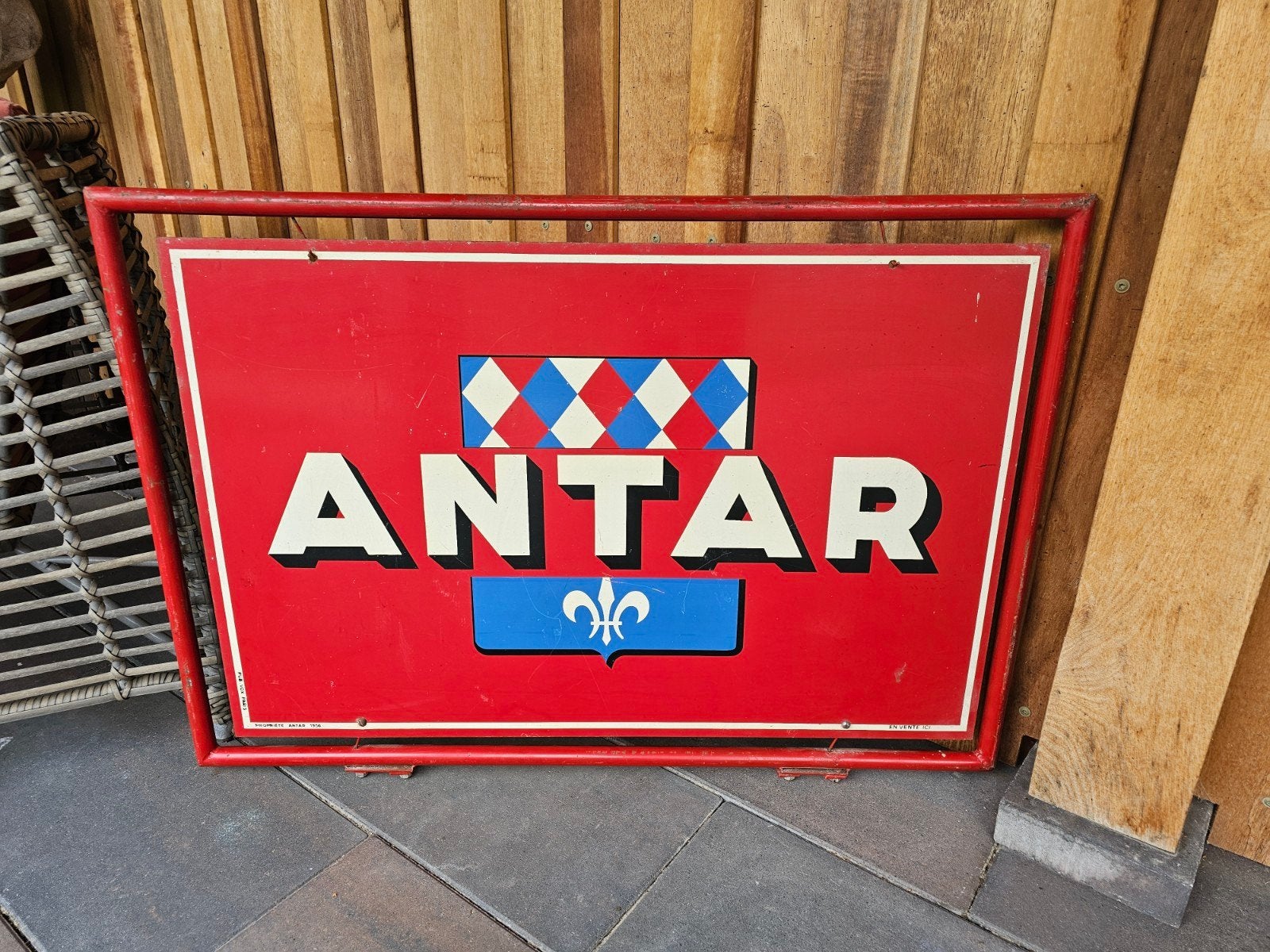 Antar benzinepomp reclamebord blik geen emaille, Ophalen of Verzenden, Gebruikt, Reclamebord