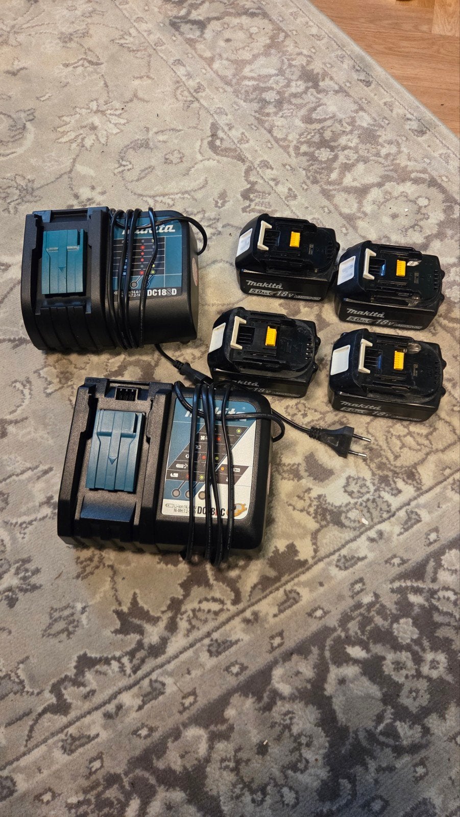Makita Accu Set 4x 5ah Makita BL1850B, Gebruikt