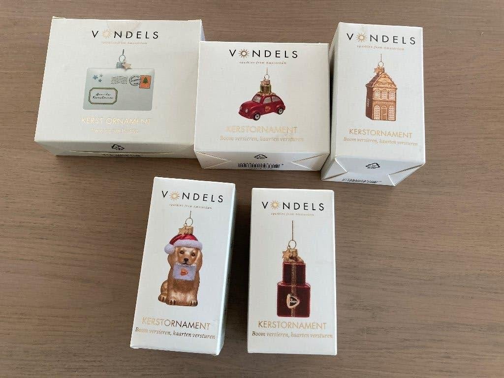 5x kerstornamenten Vondels nieuw in doosje, Verzenden, Nieuw