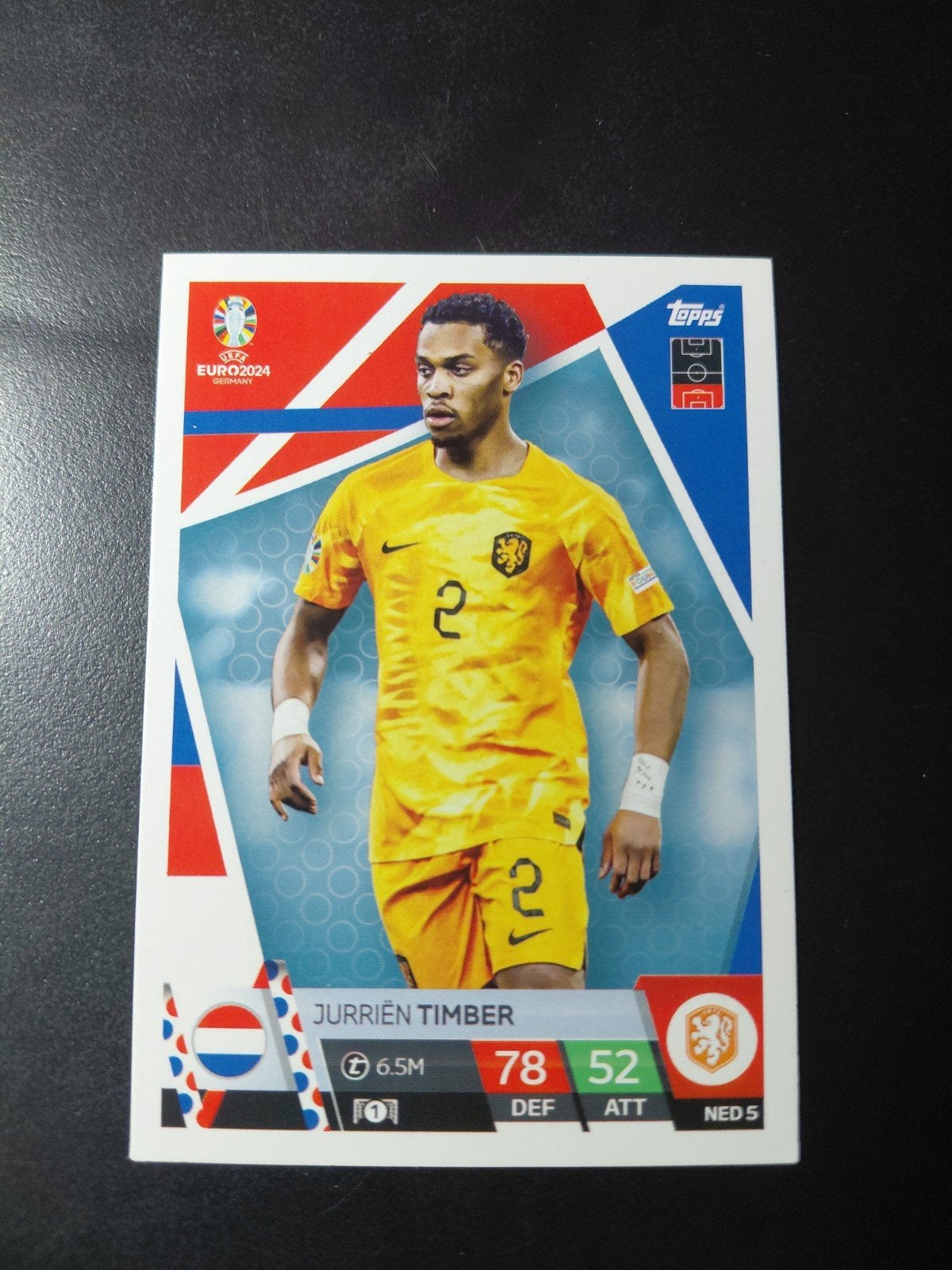 jurrien timber (nederland) topps ek 2024, Ophalen of Verzenden, Nieuw, Buitenlandse clubs, Poster, Plaatje of Sticker