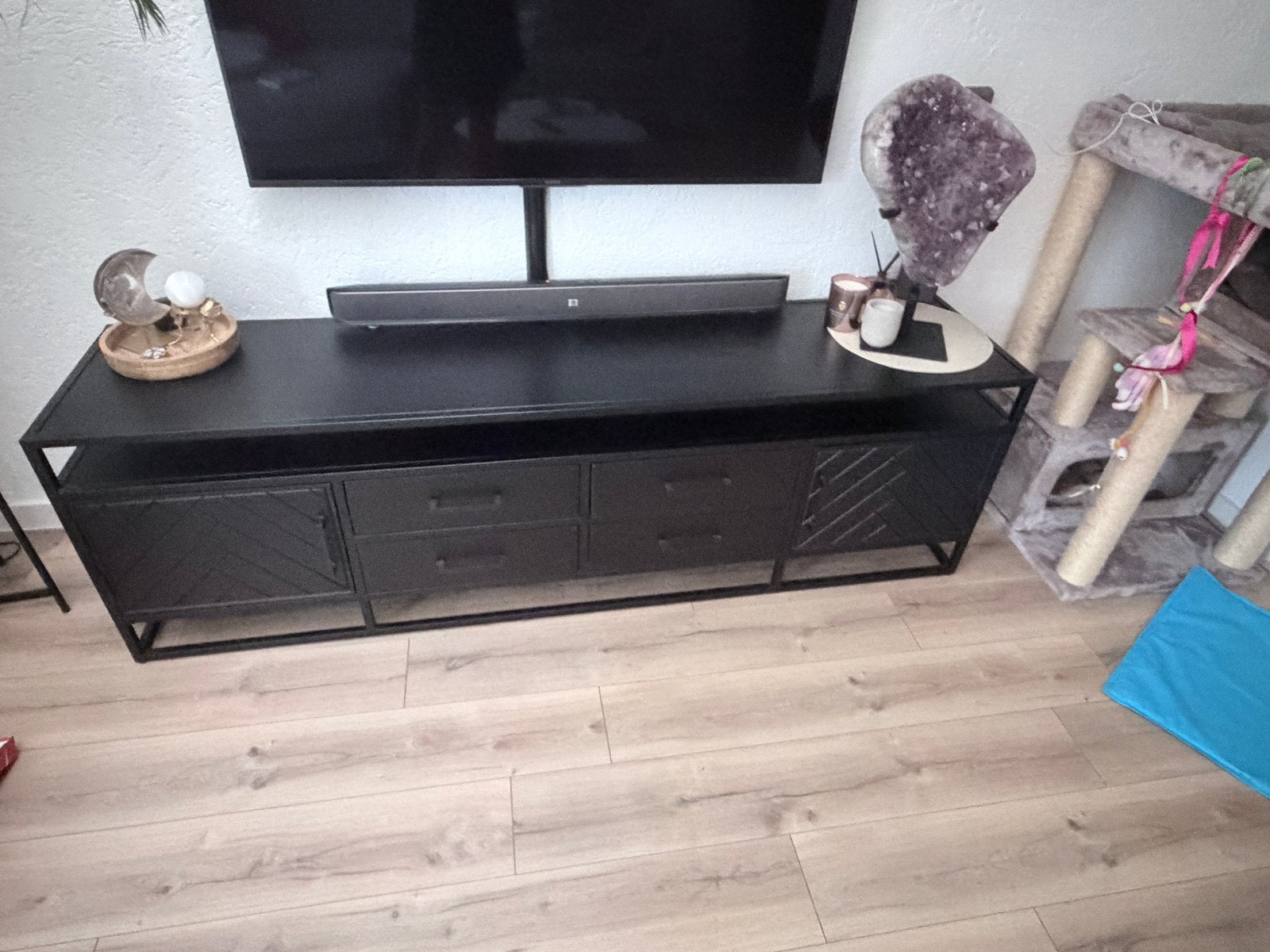 Visgraat tv meubel, Huis en Inrichting, Ophalen, Overige materialen, Zo goed als nieuw, Minder dan 100 cm