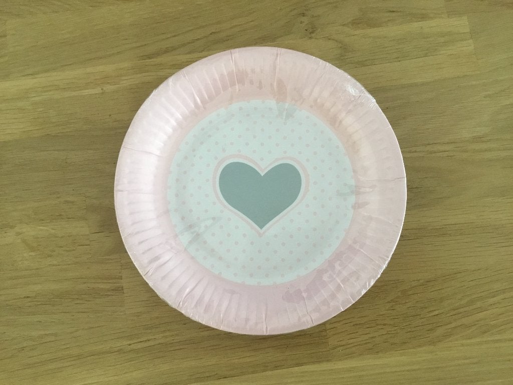 Borden hartje roze - 8 st | geboorte meisje - babyshower, Ophalen of Verzenden, Nieuw, Geboorte of Huwelijk