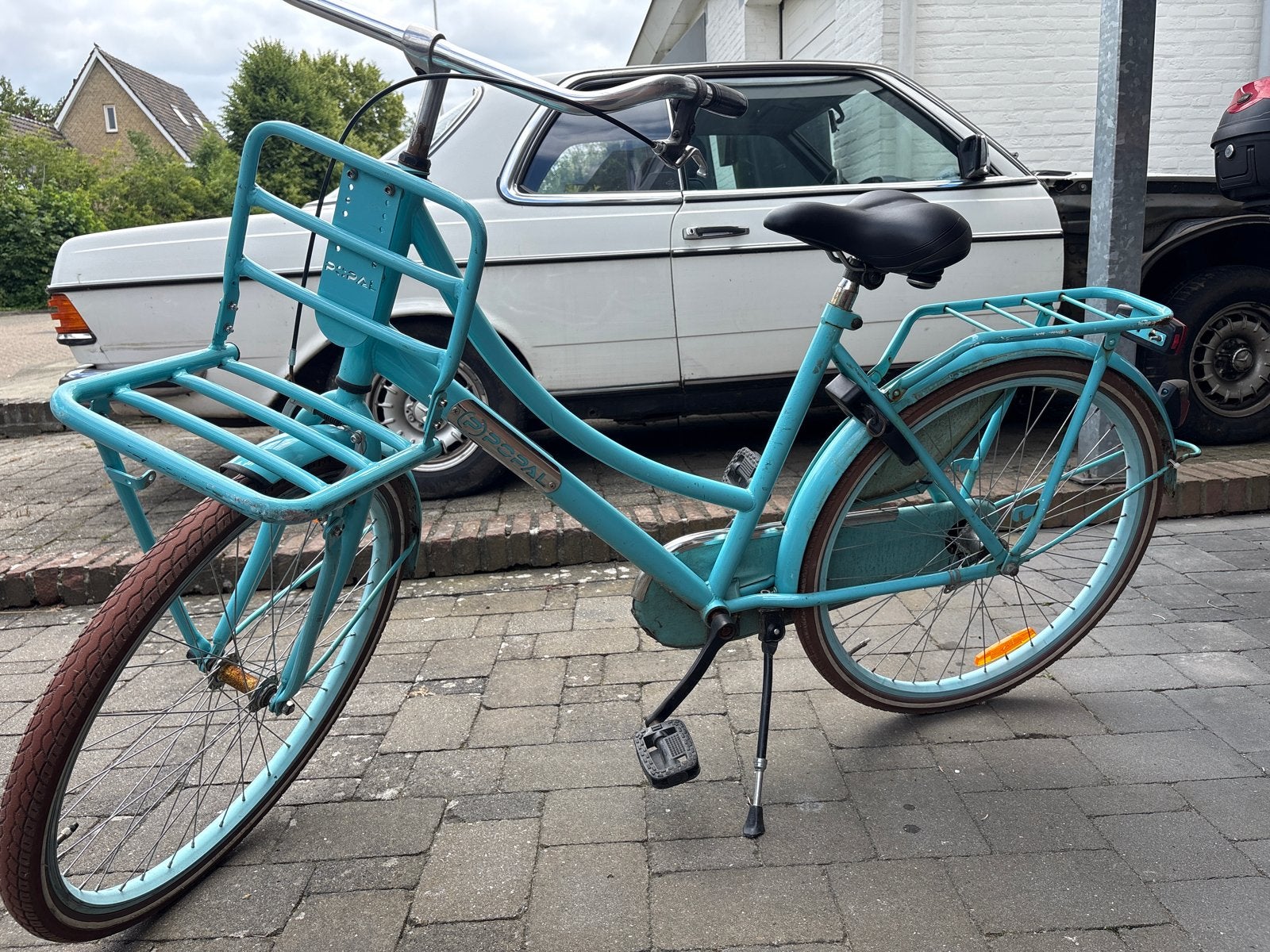 Lichtblauw fiets 26 inch, Ophalen, Gebruikt, Terugtraprem, 20 inch of meer