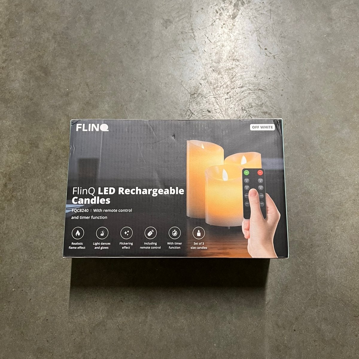 FlinQ Oplaadbare LED Kaarsen met Bewegende Vlam - inc timer, Kunststof, Wit, Ophalen of Verzenden, Zo goed als nieuw