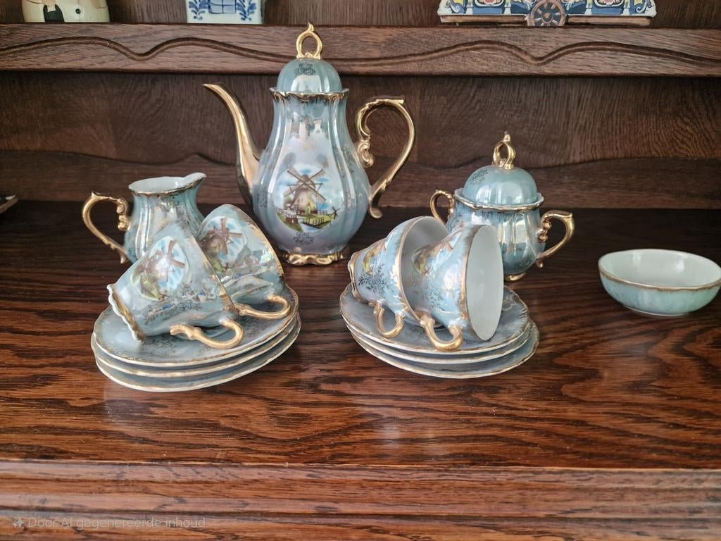 Vintage Hollands theeservies met molen decoratie, Ophalen