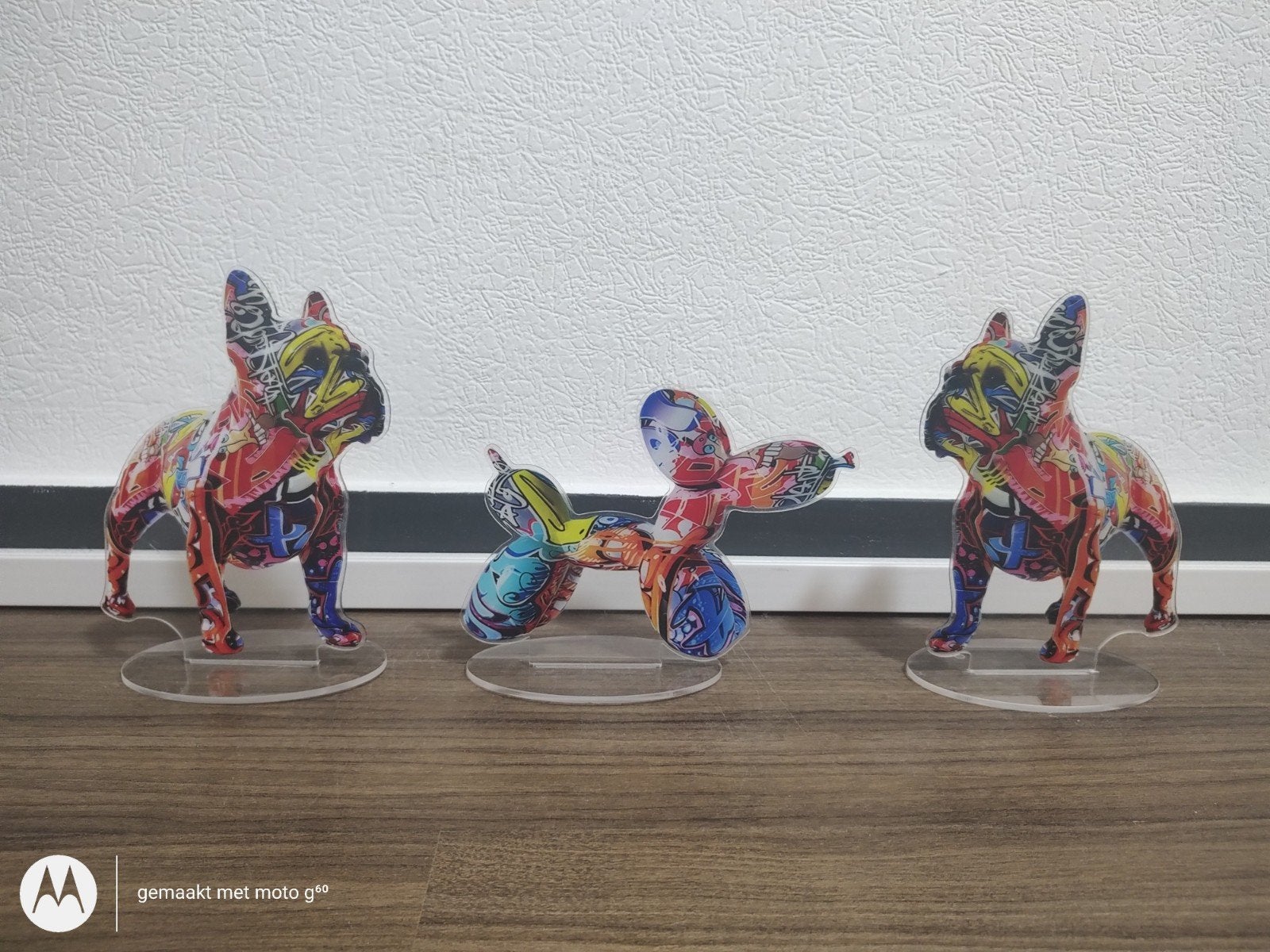 3 Stuks Kleurrijke Kunststof Beelden: Hond & Ballonhond, Ophalen of Verzenden