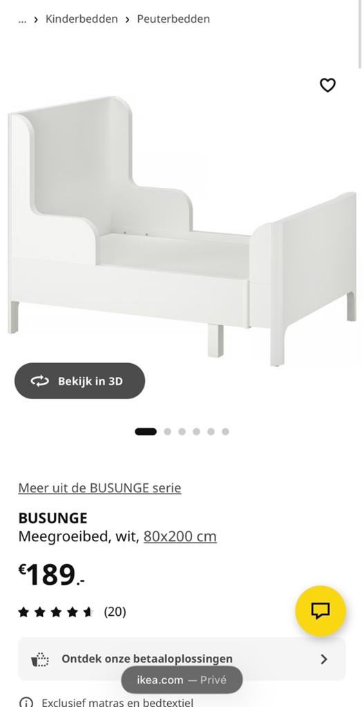 Meegroeibed ikea besunge, Ophalen, Gebruikt, 180 cm of meer, 70 tot 85 cm