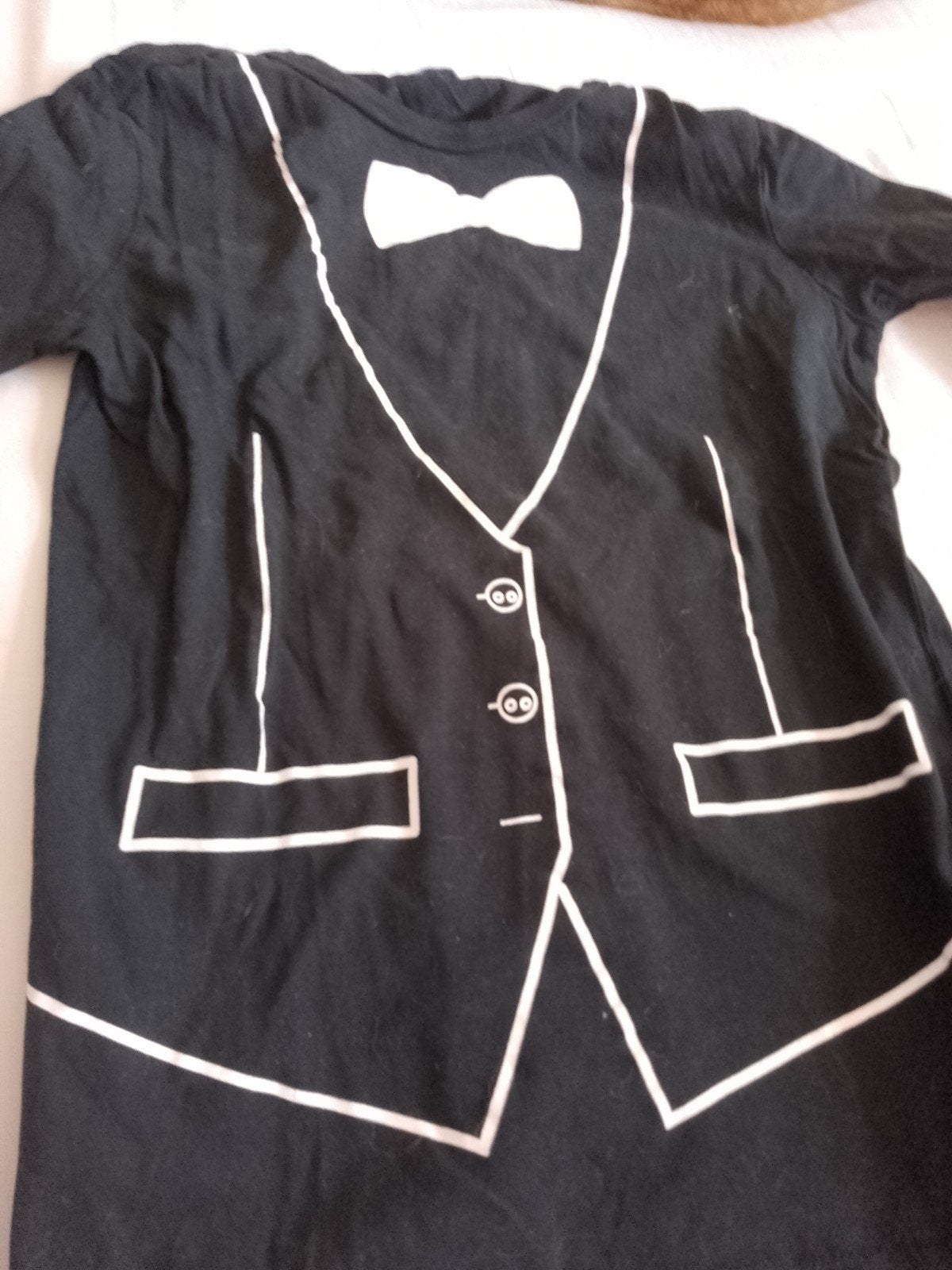 Hema T-shirt met smoking print, maat 134/140, Gebruikt, Jongen of Meisje, Ophalen of Verzenden, Shirt of Longsleeve