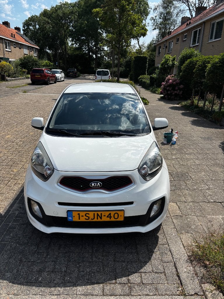 Kia Picanto 1.0 Cvvt 3-DRS 2013 Wit met airco, Auto's, Voorwielaandrijving, Stof, Zwart, 400 kg