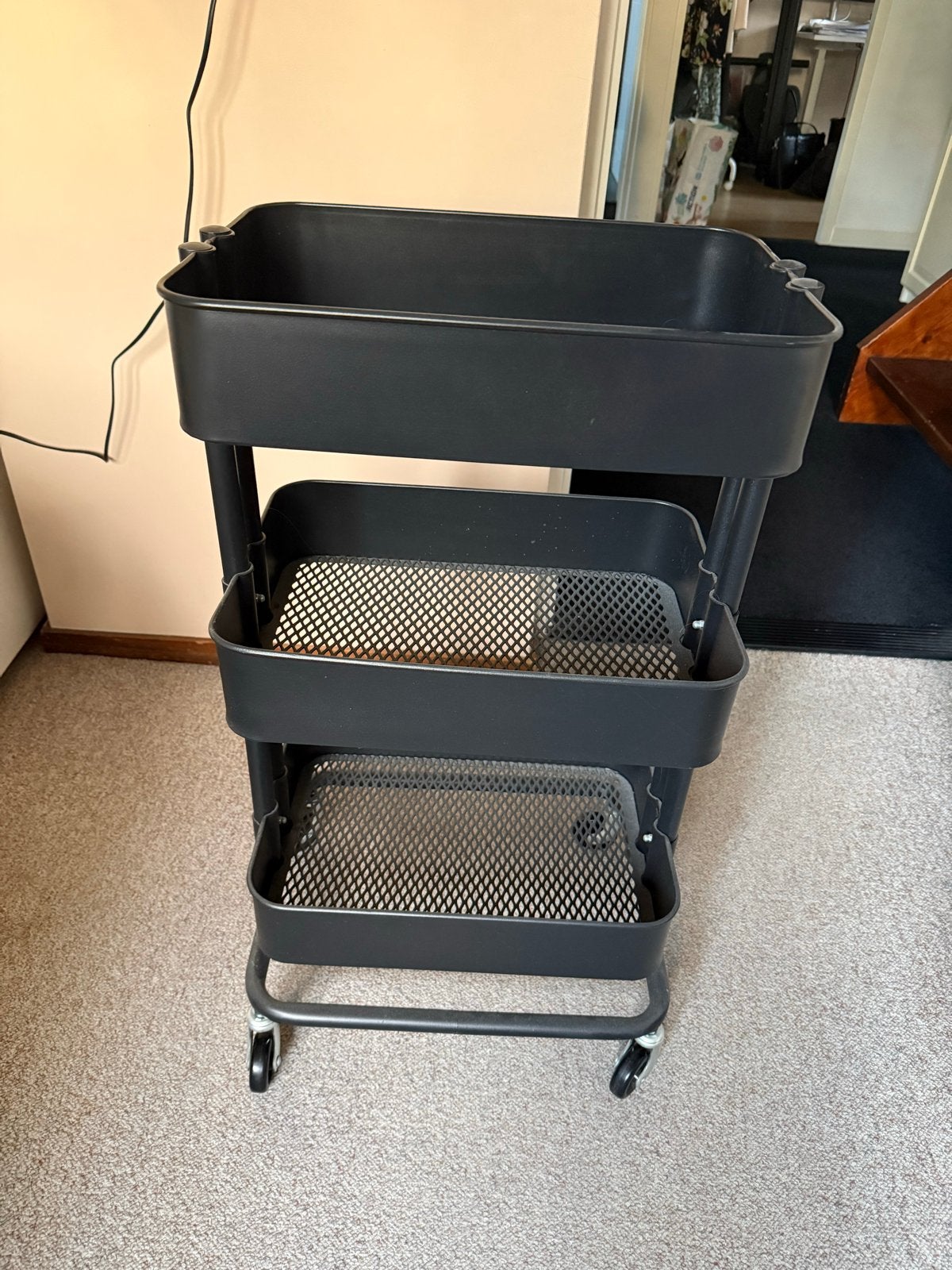 IKEA RÅSKOG Roltafel, zwart, 35x45x77 cm, Ophalen, Zwart, Zo goed als nieuw, Metaal