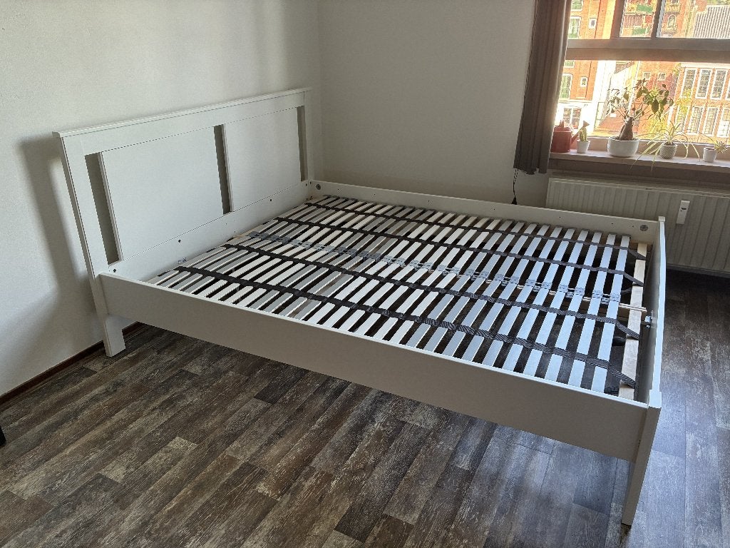 Ikea SONGESAND 160x200 bedframe met Lönset lattenbodem, Huis en Inrichting, Ophalen, Gebruikt, Wit, Tweepersoons