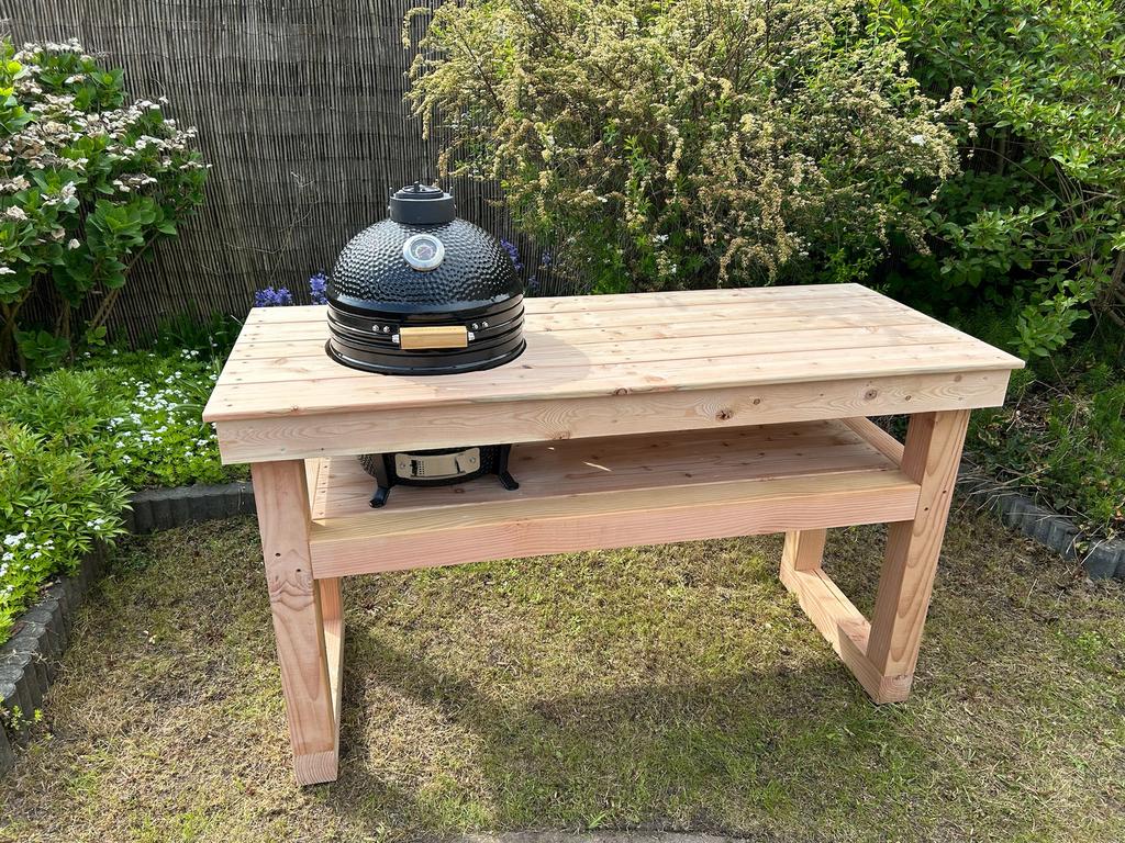 Houten barbecuemeubel/buitenkeuken, Ophalen, Zo goed als nieuw, Houtskool