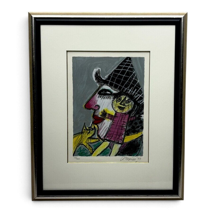 Corneille (1922-2010) - Clown en kind, 1994, Gesigneerd, Ophalen of Verzenden, Abstract, Zeefdruk