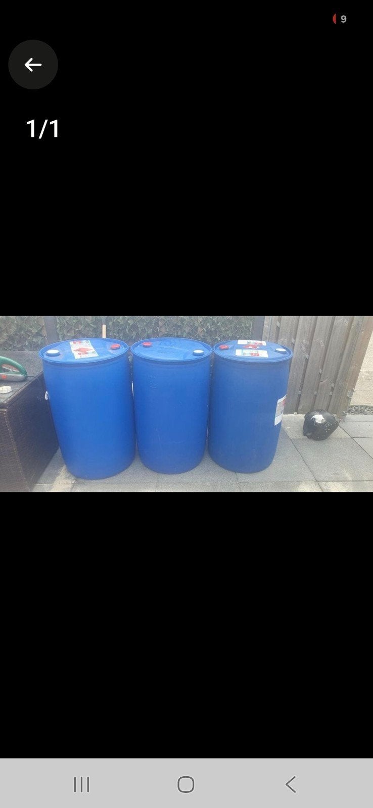 3x Blauwe kunststof vaten - 200 liter, Ophalen, Gebruikt, Blauw, Kunststof