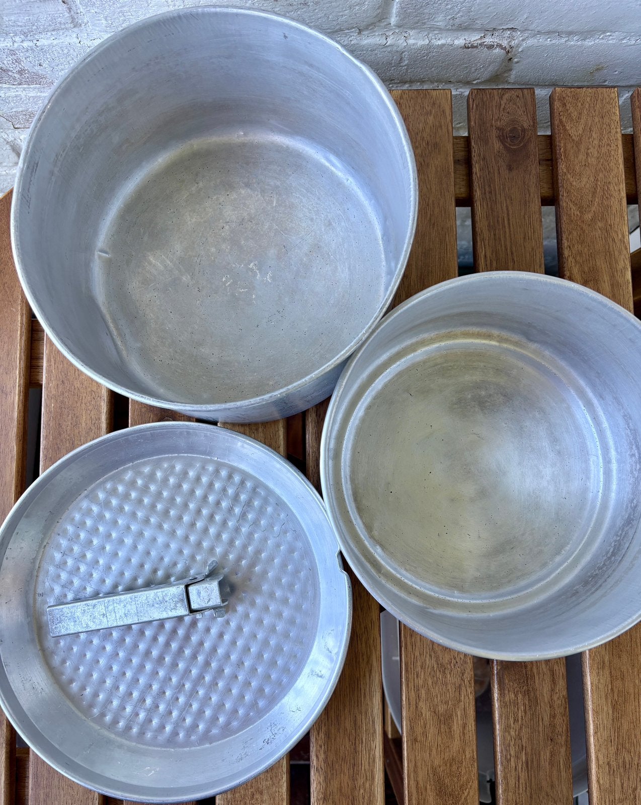 camping kampeer kookgerei aluminium pannenset telescoopkruk, Ophalen