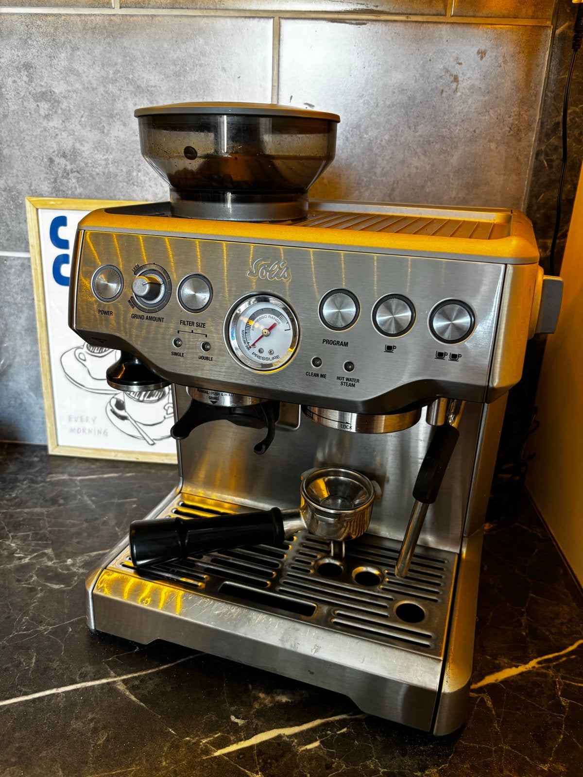 Solis Barista Express - defecte 3-wegsklep, Ophalen, Gebruikt, Espresso apparaat, Koffiebonen