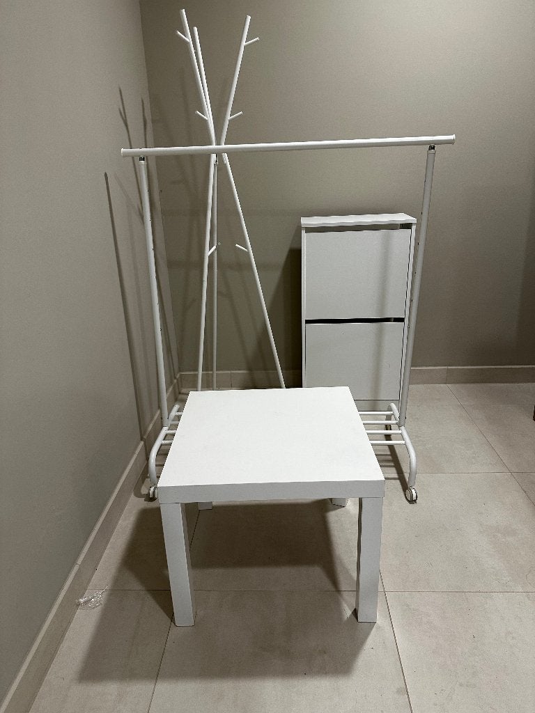 Side table, clothes rack, coat stand, shoe cabinet, Ophalen, Gebruikt, Wood, metal