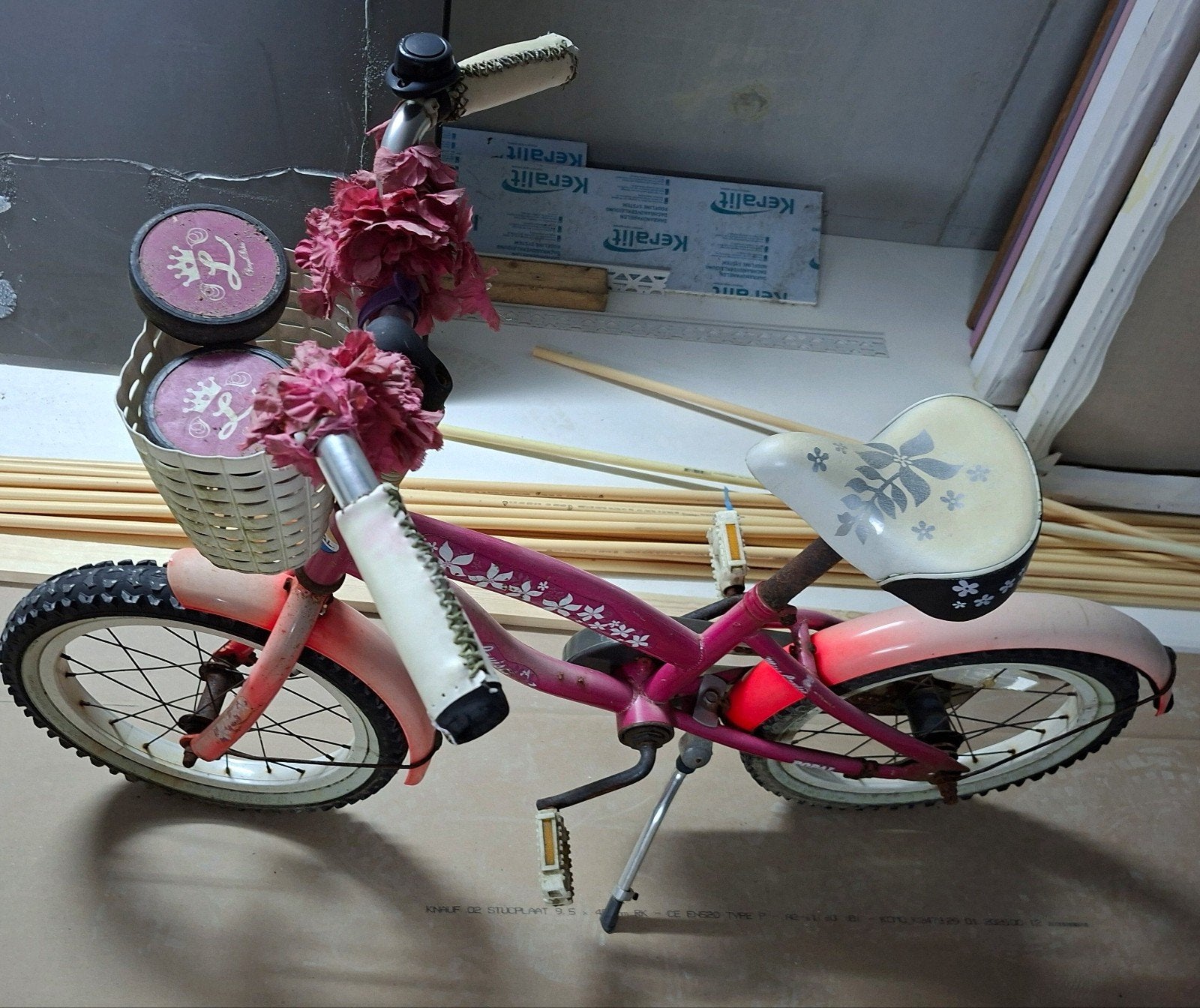 Roze Miss Cruise kinderfiets, Ophalen, Terugtraprem, Zijwieltjes, 16 tot 20 inch