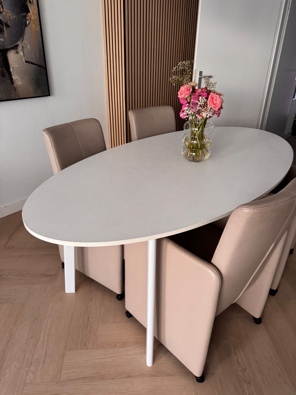 Witte IKEA GIDEA tafel - 200x100 cm, metaal onderstel, Ophalen, Gebruikt, 100 tot 150 cm, Ovaal