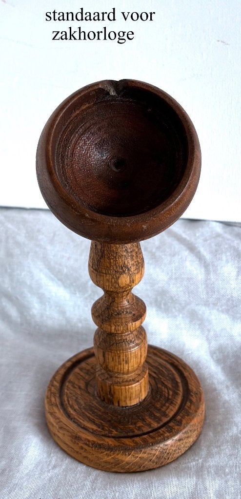 Houten Standaard voor Zakhorloge of Hanghorloge Porte Montre, Ophalen