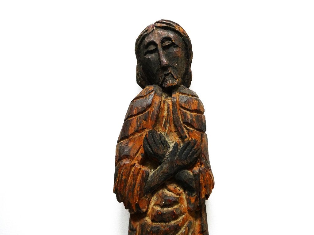 Beeld wandbeeld van een Heilige met gekruiste armen, Antiek en Kunst, Ophalen of Verzenden