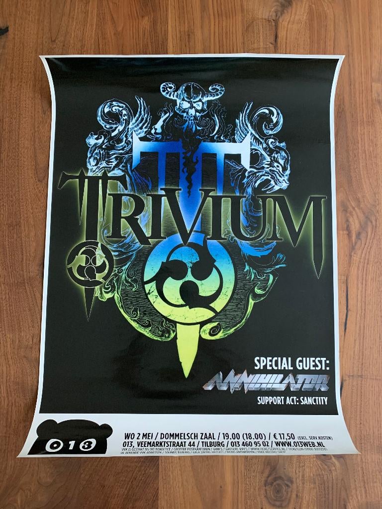 Tour poster Trivium, Annihilator, Sanctity 013 Tilburg 50x70, Ophalen of Verzenden, Zo goed als nieuw, Poster, Artwork of Schilderij