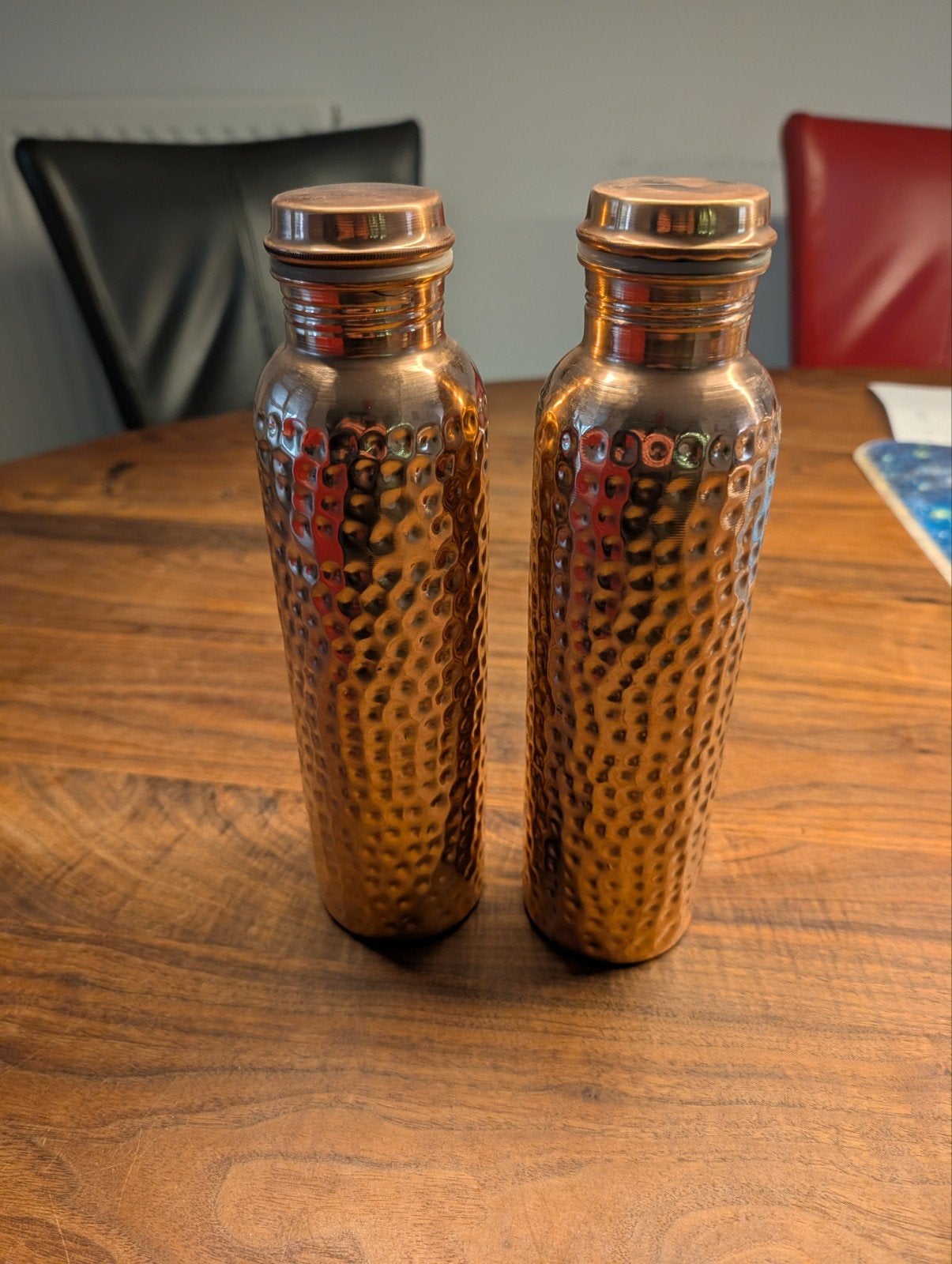 2x Gehamerde Koperen Waterfles 950 ml – 100% Koper, Ophalen of Verzenden, Nieuw