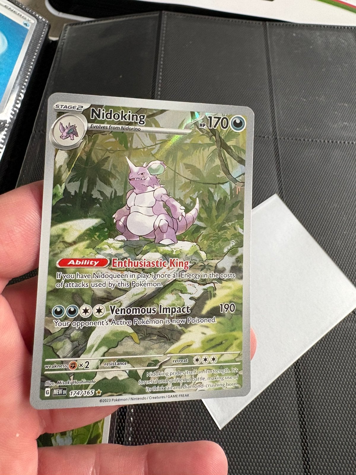 Nidoking full art 151, Ophalen of Verzenden, Zo goed als nieuw, Meerdere kaarten, Foil