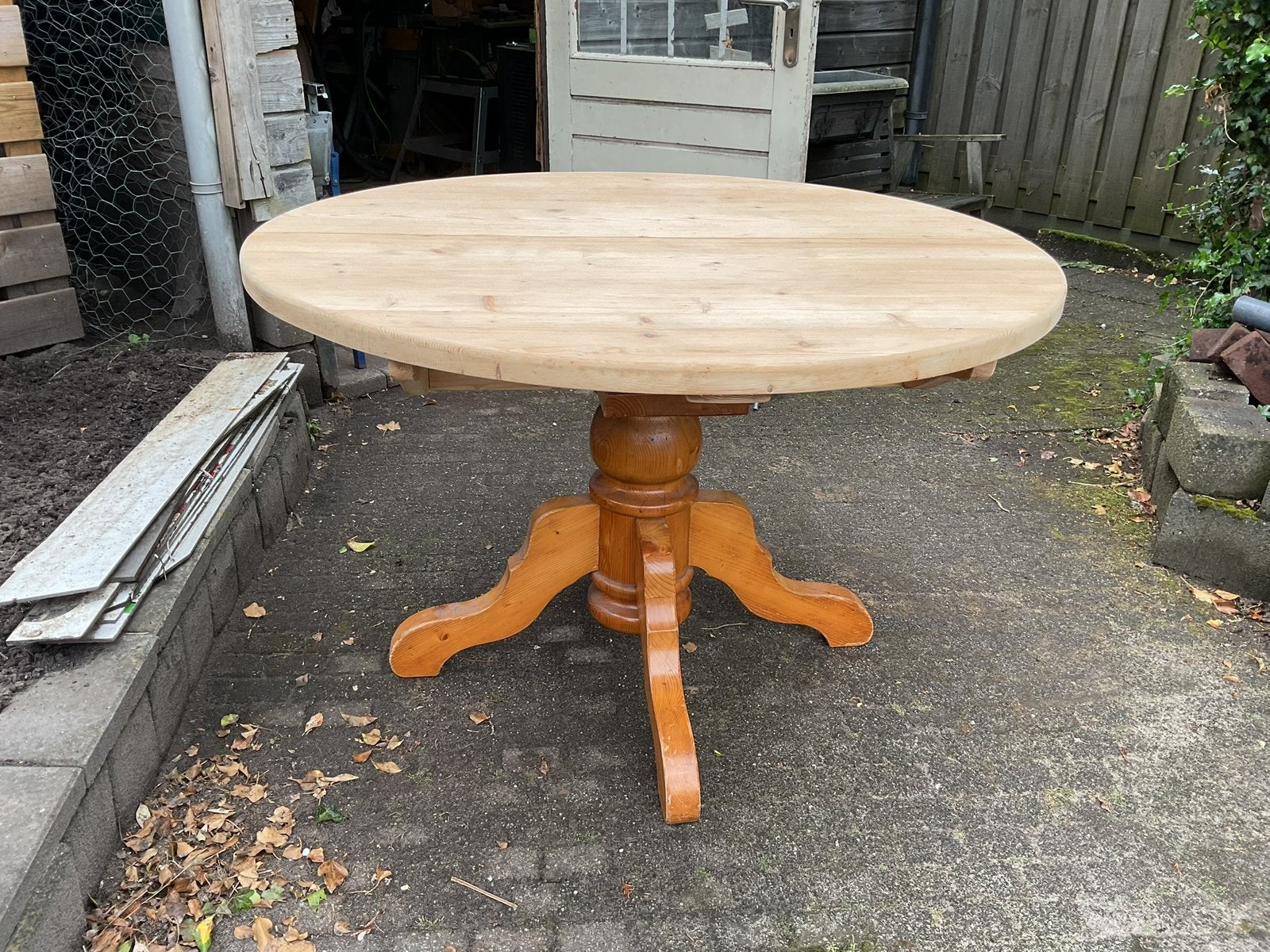 Grenen uitschuifbare tafel blad onbehandeld, Huis en Inrichting, Tafels | Eettafels, Ophalen of Verzenden, Zo goed als nieuw, Rechthoekig
