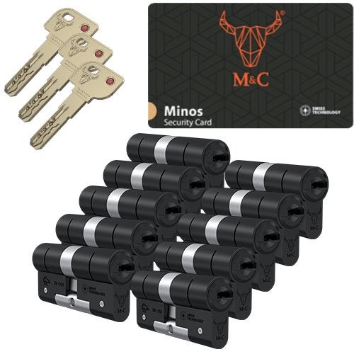 M&C Minos zwarte cilinder 10x gelijksluitend SKG***, Niet ingevuld, Niet ingevuld, Niet ingevuld
