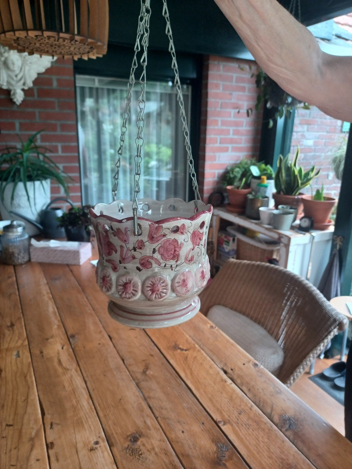 Hang bloempot., Tuin en Terras, Bloembakken en Plantenbakken, Ophalen of Verzenden, Rond, Minder dan 30 cm